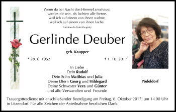 Anzeige von Gerlinde Deuber von MGO