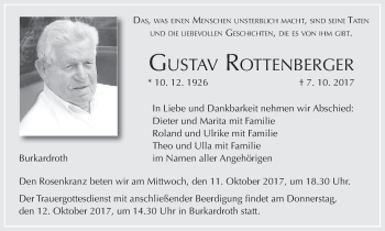 Anzeige von Gustav Rottenberger von MGO
