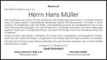 Anzeige von Hans Müller von MGO