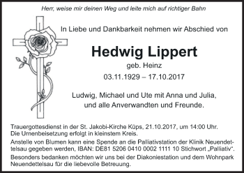 Anzeige von Hedwig Lippert von MGO