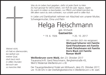 Anzeige von Helga Fleischmann von MGO