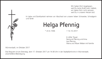 Anzeige von Helga Pfennig von MGO