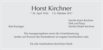 Anzeige von Horst Kirchner von MGO