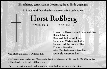 Anzeige von Horst Roßberg von MGO