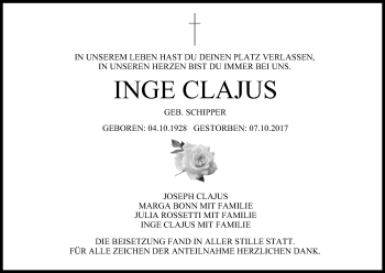 Anzeige von Inge Clajus von MGO