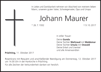 Anzeige von Johann Maurer von MGO
