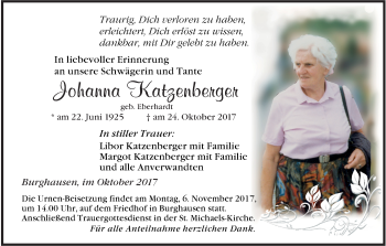 Anzeige von Johanna Katzenberger von MGO