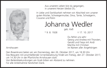 Anzeige von Johanna Wedler von MGO
