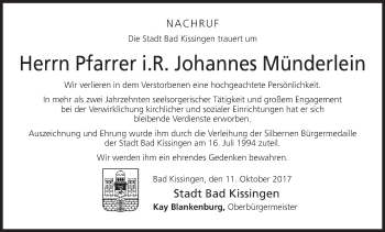 Anzeige von Johannes Münderlein von MGO