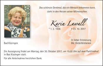 Anzeige von Karin Lawall von MGO