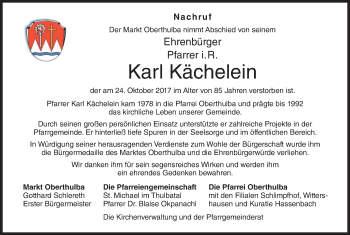 Anzeige von Karl Kächelein von MGO
