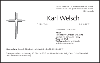 Anzeige von Karl Welsch von MGO