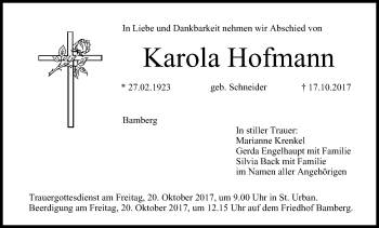 Anzeige von Karola Hofmann von MGO