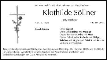 Anzeige von Klothilde Söllner von MGO