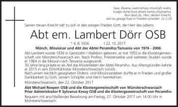 Anzeige von Lambert Dörr von MGO