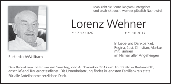 Anzeige von Lorenz Wehner von MGO