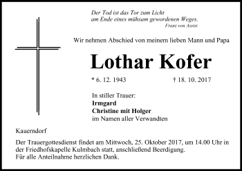 Anzeige von Lothar Kofer von MGO