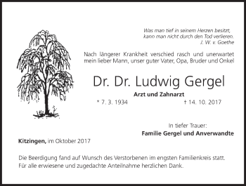 Anzeige von Ludwig Gergel von MGO