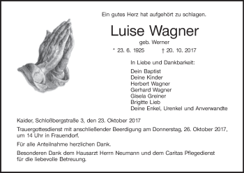 Anzeige von Luise Wagner von MGO