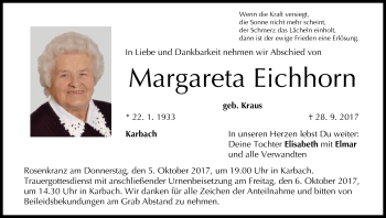 Anzeige von Margareta Eichhorn von MGO