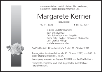 Anzeige von Margarete Kerner von MGO
