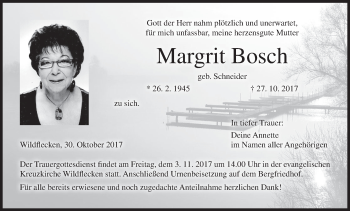 Anzeige von Margrit Bosch von MGO