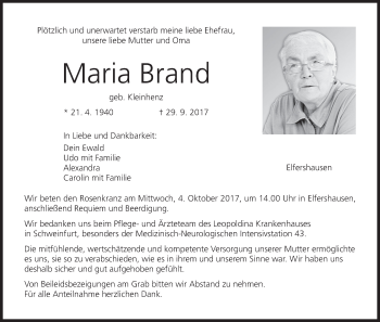Anzeige von Maria Brand von MGO