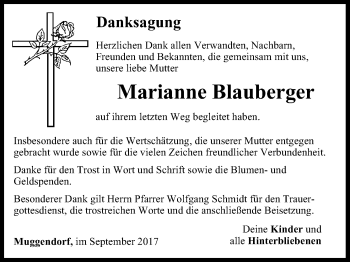 Anzeige von Marianne Blauberger von MGO