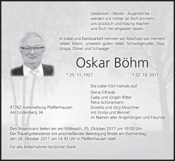 Anzeige von Oskar Böhm von MGO