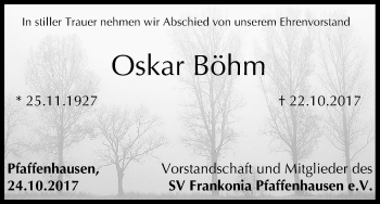 Anzeige von Oskar Böhm von MGO
