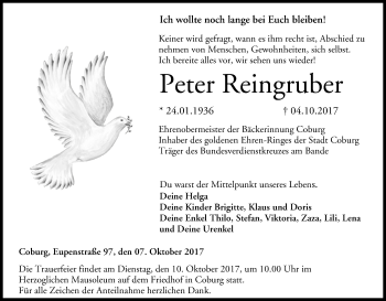 Anzeige von Peter Reingruber von MGO