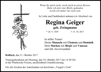 Anzeige von Regina Geiger von MGO