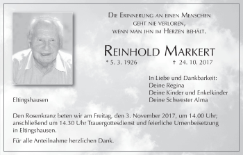 Anzeige von Reinhold Markert von MGO