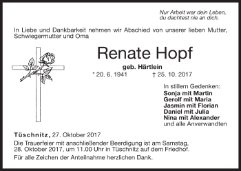 Anzeige von Renate Hopf von MGO