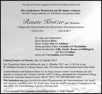 Anzeige von Renate Krotzer von MGO