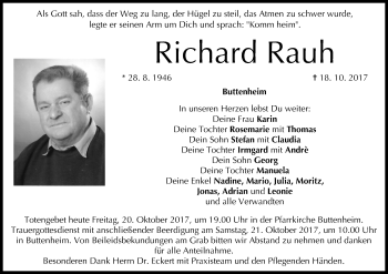 Anzeige von Richard Rauh von MGO