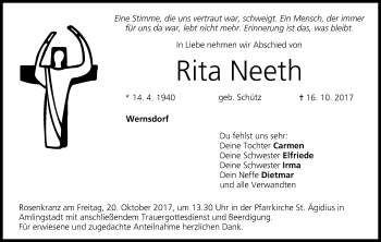 Anzeige von Rita Neeth von MGO