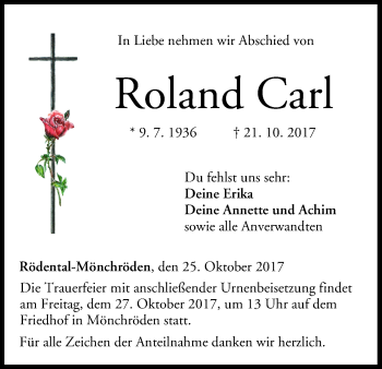 Anzeige von Roland Carl von MGO
