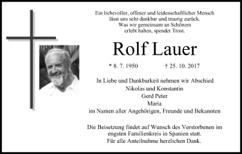 Anzeige von Rolf Lauer von MGO