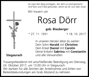 Anzeige von Rosa Dörr von MGO