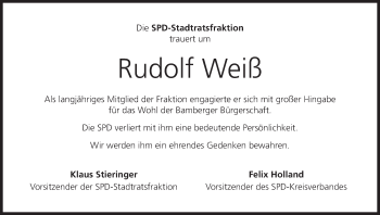 Anzeige von Rudolf Weiß von MGO
