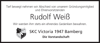 Anzeige von Rudolf Weiß von MGO