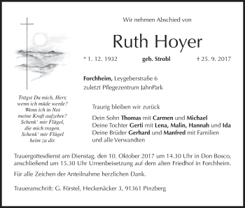 Anzeige von Ruth Hoyer von MGO