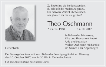 Anzeige von Theo Oschmann von MGO