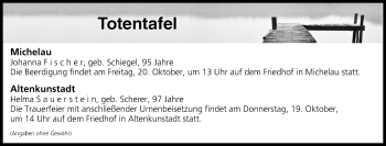 Anzeige von Totentafel vom 18.10.2017 von MGO