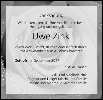 Anzeige von Uwe Zink von MGO