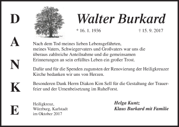 Anzeige von Walter Burkard von MGO