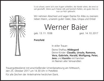 Anzeige von Werner Baier von MGO