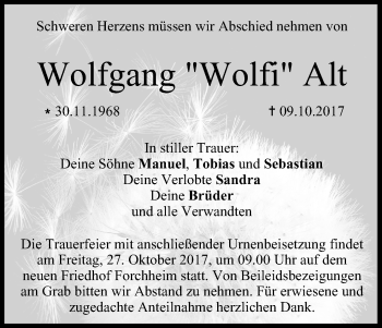 Anzeige von Wolfgang Alt von MGO
