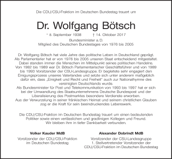 Anzeige von Wolfgang Bötsch von MGO